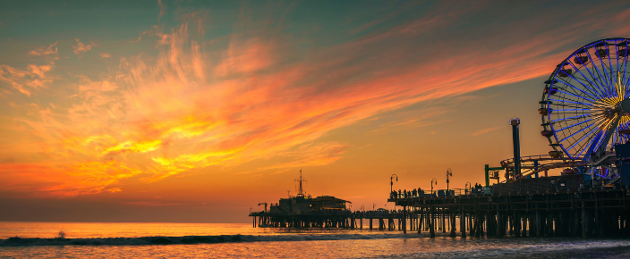 Sunset over santa monica pier